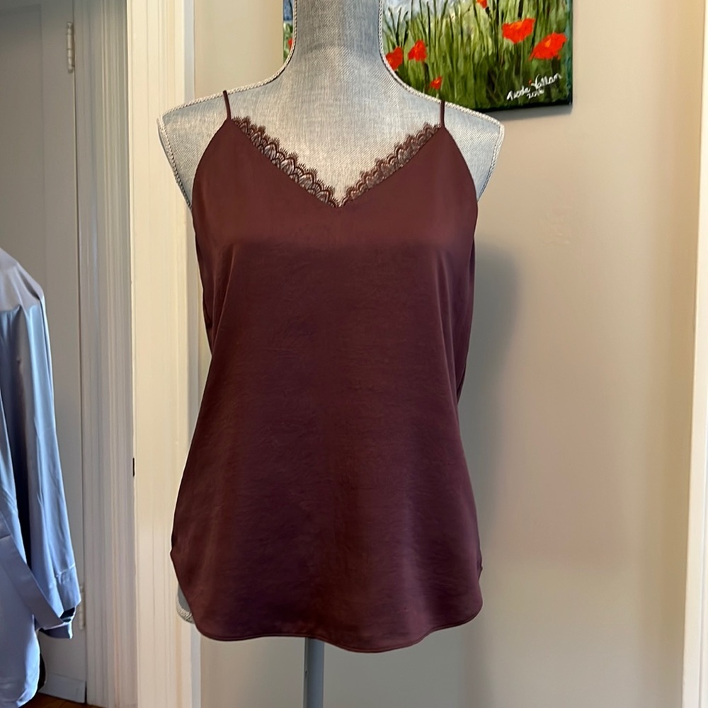 Express brown silk spaghetti strap top size small